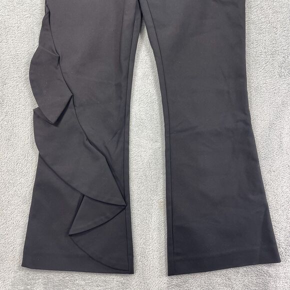 C/MEO Collective Flared Pants Womens Medium Black Cotton Ruffle Trim Cropped - Picture 4 of 16
